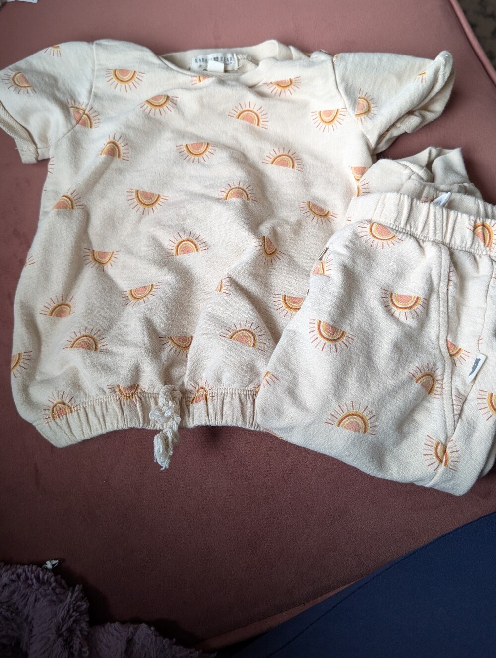 Cream Sun Print Two-Piece Lounge Set